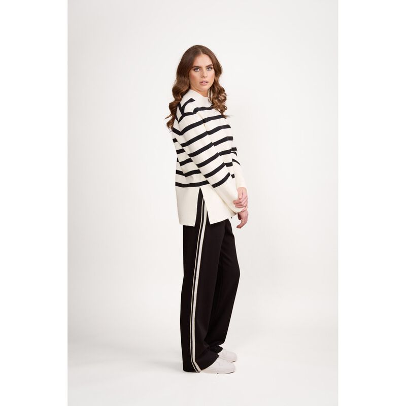 Vassalli High Neck Relaxed Fit Sweater With Side Splits image number 2